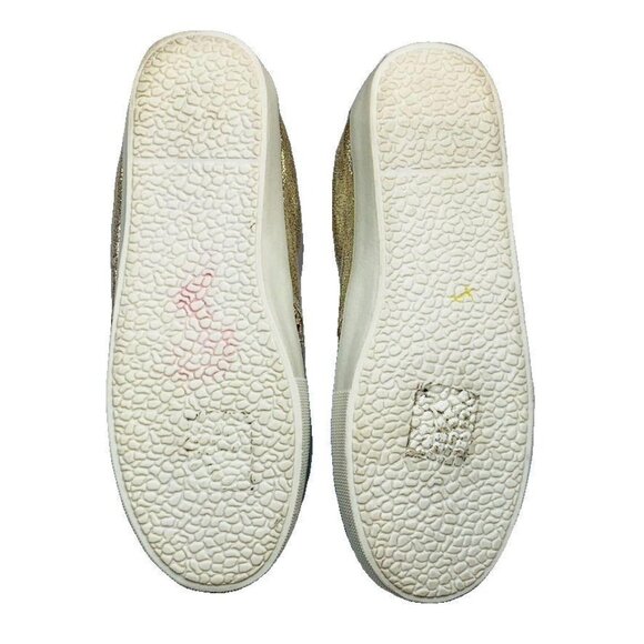 Metallic Gold Slip-On Sneakers With Perforated Design By Stuart Weitzman Size 7. - Picture 5 of 8